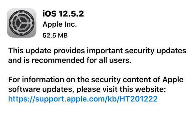 巴林右苹果手机维修分享iOS12.5.2发布，建议所有老苹果用户安装 